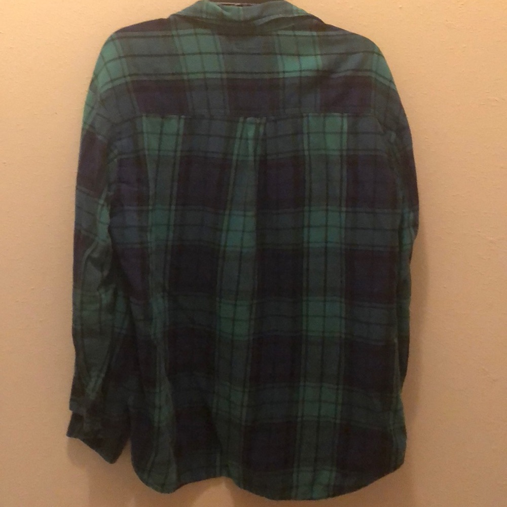 Green and Blue Plaid Boyfriend Shirt - Picture 2 of 3